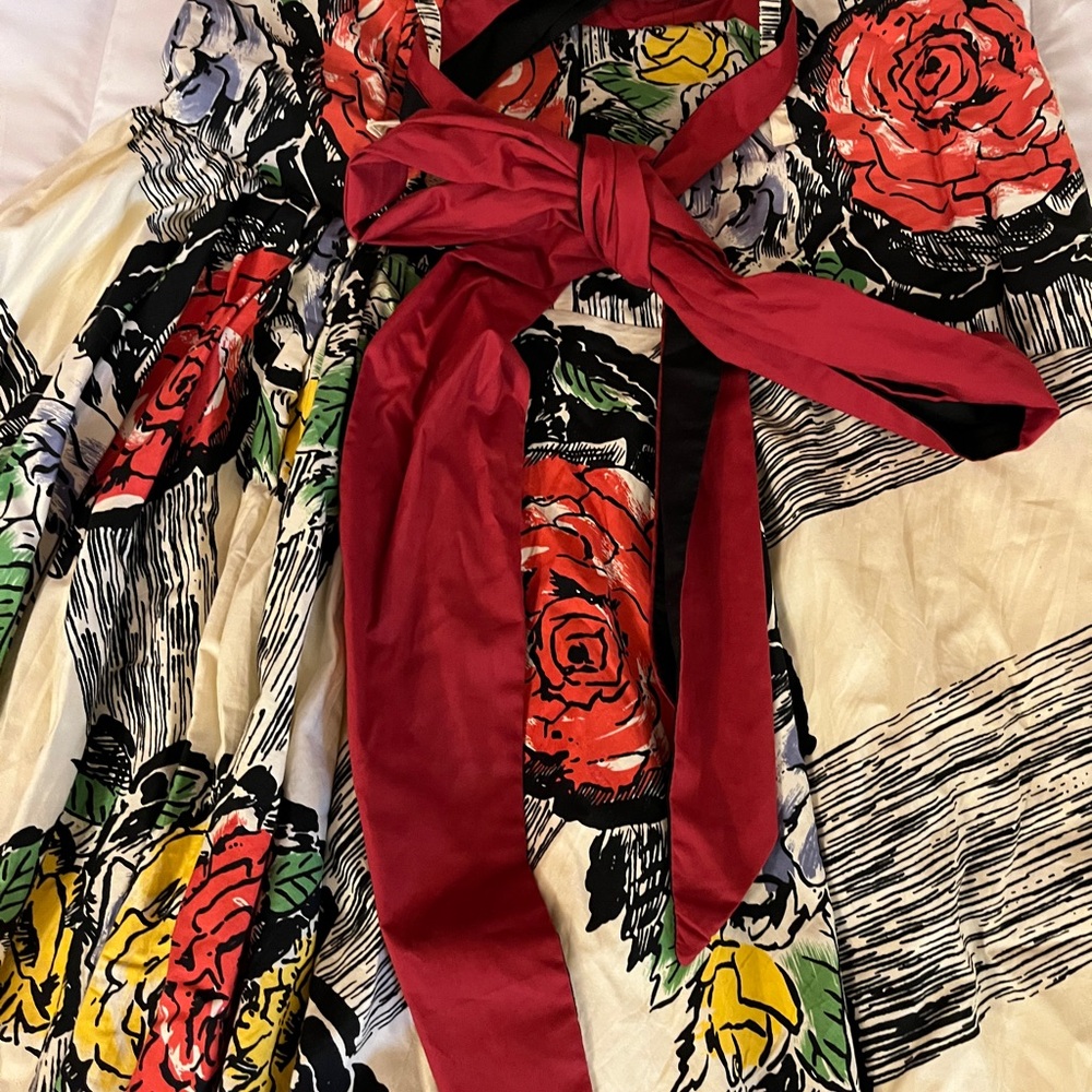 Floral Skirt with Red Bow